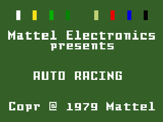 Auto Racing title screen for Intellivision